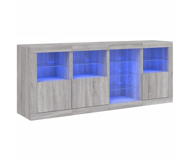 Vidaxl aparador con luces led gris sonoma 164x37x67 cm