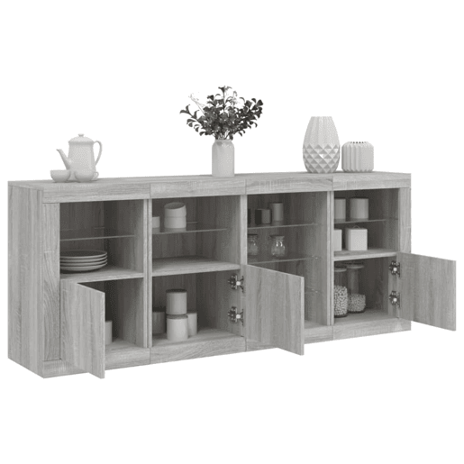 vidaXL Aparador com luzes LED 164x37x67 cm cinzento sonoma vidaXL Aparador com luzes LED 164x37x67 cm cinzento sonoma
