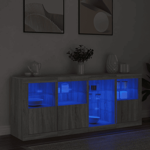 vidaXL Aparador com luzes LED 164x37x67 cm cinzento sonoma vidaXL Aparador com luzes LED 164x37x67 cm cinzento sonoma