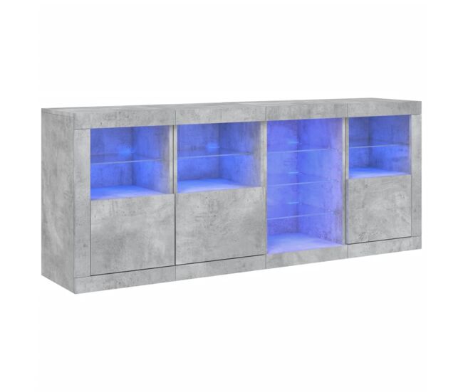 Vidaxl aparador con luces led gris hormigón 164x37x67 cm