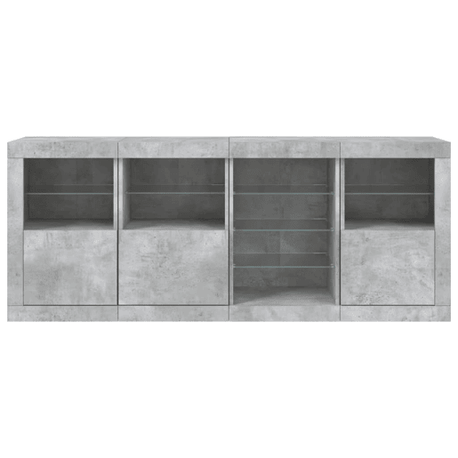 vidaXL Aparador com luzes LED 164x37x67 cm cinzento cimento