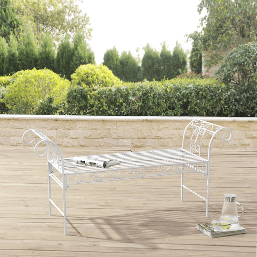 Cossila Banco de jardim até 200 kg Metal 70 x 147 x 46 cm - Branco en.casa Cossila Banco de jardim até 200 kg Metal 70 x 147 x 46 cm - Branco en.casa