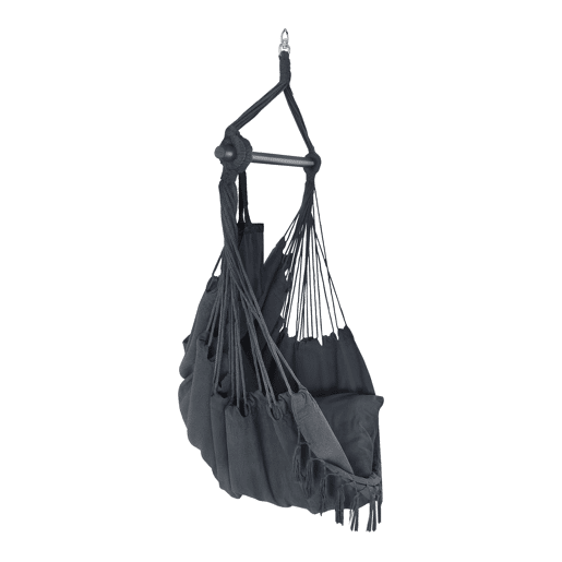 Cadeira suspensa Aranga com cordas e 2 almofadas 150 x 120 x 170 cm cinzento escuro en.casa
