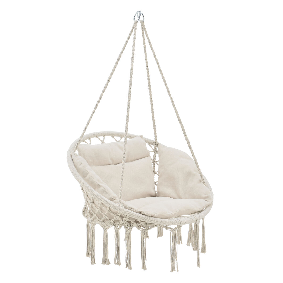 Hamaca silla colgante con cojín kailua algodón poliéster crema [casa.pro]