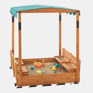 Caixa de areia de madeira Pitsunda polietileno 145 x 118 x 118 cm natural en.casa