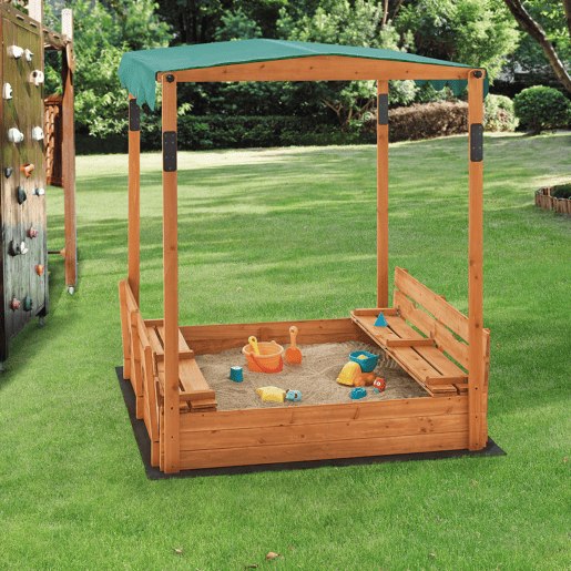 Caixa de areia de madeira Pitsunda polietileno 145 x 118 x 118 cm natural en.casa