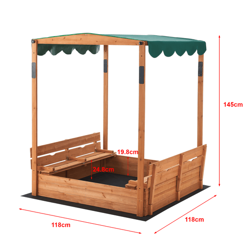 Caixa de areia de madeira Pitsunda polietileno 145 x 118 x 118 cm natural en.casa