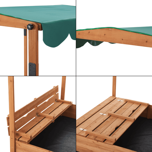 Caixa de areia de madeira Pitsunda polietileno 145 x 118 x 118 cm natural en.casa
