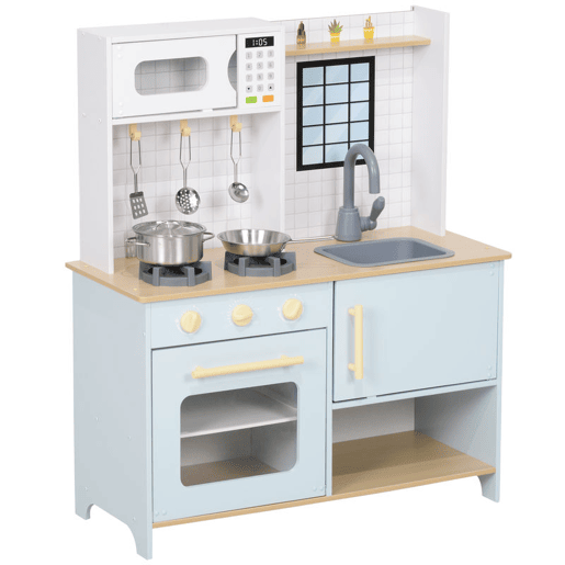 AIYAPLAY Cozinha de Madeira para Crianças acima de 3 Anos Cozinha de Brincar Infantil com Som Fogão Lavatório Micro-Ondas e Acessórios Azul AIYAPLAY Cozinha de Madeira para Crianças acima de 3 Anos Cozinha de Brincar Infantil com Som Fogão Lavatório Micro-Ondas e Acessórios Azul