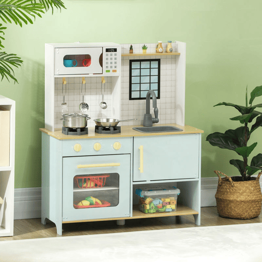 AIYAPLAY Cozinha de Madeira para Crianças acima de 3 Anos Cozinha de Brincar Infantil com Som Fogão Lavatório Micro-Ondas e Acessórios Azul AIYAPLAY Cozinha de Madeira para Crianças acima de 3 Anos Cozinha de Brincar Infantil com Som Fogão Lavatório Micro-Ondas e Acessórios Azul
