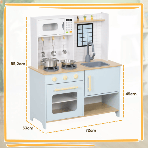 AIYAPLAY Cozinha de Madeira para Crianças acima de 3 Anos Cozinha de Brincar Infantil com Som Fogão Lavatório Micro-Ondas e Acessórios Azul AIYAPLAY Cozinha de Madeira para Crianças acima de 3 Anos Cozinha de Brincar Infantil com Som Fogão Lavatório Micro-Ondas e Acessórios Azul