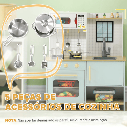AIYAPLAY Cozinha de Madeira para Crianças acima de 3 Anos Cozinha de Brincar Infantil com Som Fogão Lavatório Micro-Ondas e Acessórios Azul AIYAPLAY Cozinha de Madeira para Crianças acima de 3 Anos Cozinha de Brincar Infantil com Som Fogão Lavatório Micro-Ondas e Acessórios Azul