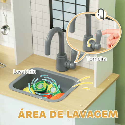 AIYAPLAY Cozinha de Madeira para Crianças acima de 3 Anos Cozinha de Brincar Infantil com Som Fogão Lavatório Micro-Ondas e Acessórios Azul AIYAPLAY Cozinha de Madeira para Crianças acima de 3 Anos Cozinha de Brincar Infantil com Som Fogão Lavatório Micro-Ondas e Acessórios Azul