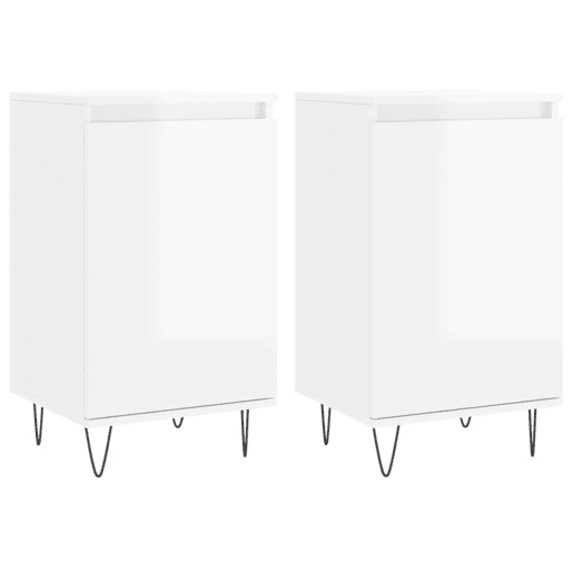 vidaXL Aparadores 2 pcs 40x35x70 cm deriv. de madeira branco brilhante