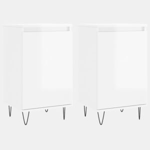 vidaXL Aparadores 2 pcs 40x35x70 cm deriv. de madeira branco brilhante