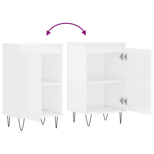 vidaXL Aparadores 2 pcs 40x35x70 cm deriv. de madeira branco brilhante