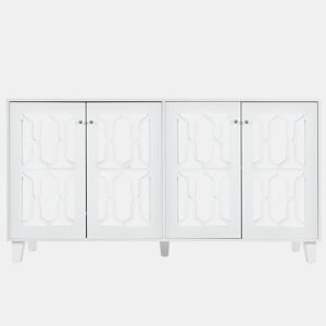 Aparador - 4 portas e prateleiras reguláveis - puxador em vidro - Branco