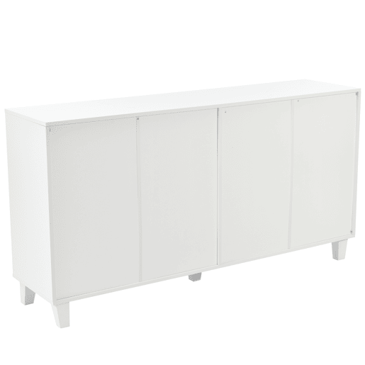 Aparador - 4 portas e prateleiras reguláveis - puxador em vidro - Branco