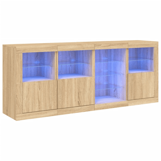 vidaXL Aparador com luzes LED 164x37x67 cm carvalho sonoma vidaXL Aparador com luzes LED 164x37x67 cm carvalho sonoma