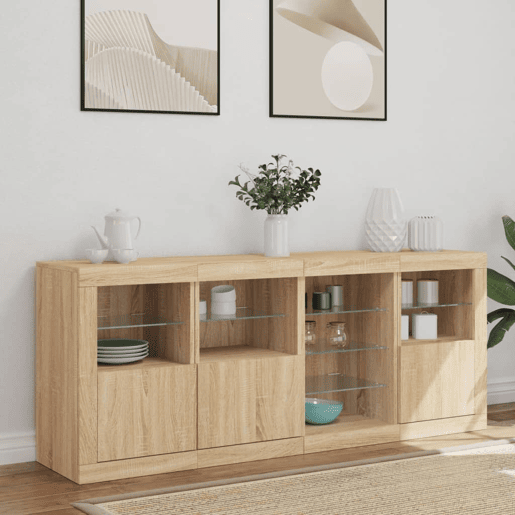 vidaXL Aparador com luzes LED 164x37x67 cm carvalho sonoma vidaXL Aparador com luzes LED 164x37x67 cm carvalho sonoma
