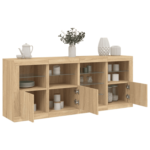vidaXL Aparador com luzes LED 164x37x67 cm carvalho sonoma vidaXL Aparador com luzes LED 164x37x67 cm carvalho sonoma