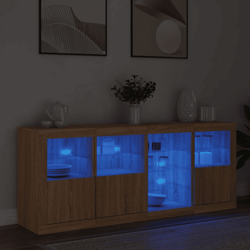 vidaXL Aparador com luzes LED 164x37x67 cm carvalho sonoma vidaXL Aparador com luzes LED 164x37x67 cm carvalho sonoma