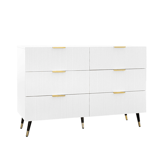 Aparador, cómoda moderna - 6 gavetas - aglomerado de partículas - Branco
