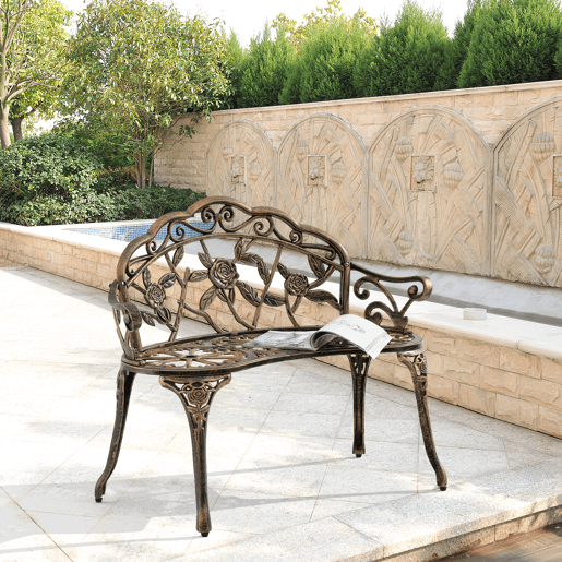 Banco de jardim em ferro fundido com 2 lugares 100x54x80cm Bronze casa.pro
