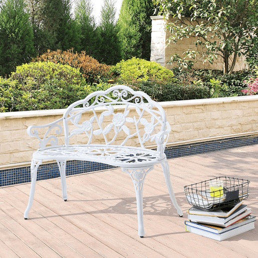 Banco de jardim em ferro fundido com 2 lugares 100x54x80cm Branco casa.pro