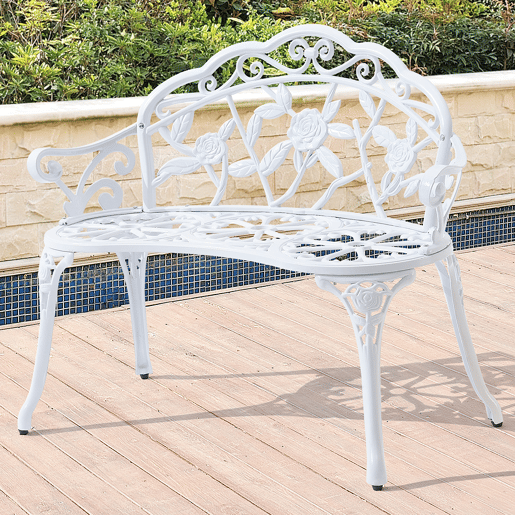 Banco de jardim em ferro fundido com 2 lugares 100x54x80cm Branco casa.pro