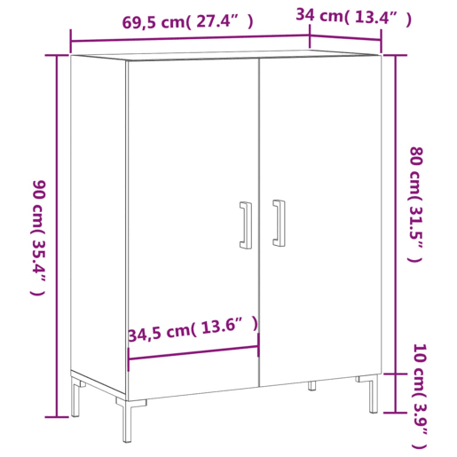 vidaXL Aparador 69,5x34x90 cm madeira processada cinza cimento vidaXL Aparador 69,5x34x90 cm madeira processada cinza cimento