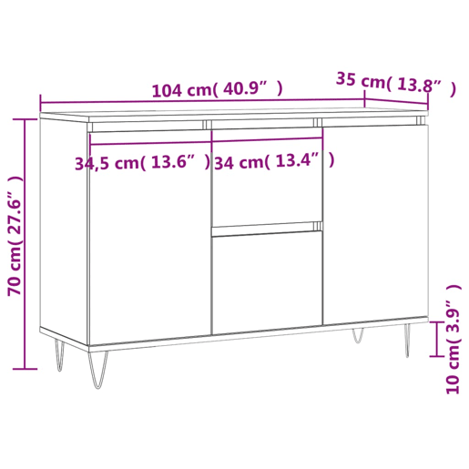 vidaXL Aparador 101,5x35x70 cm derivados de madeira branco vidaXL Aparador 101,5x35x70 cm derivados de madeira branco