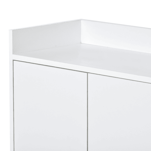 Aparador com 4 portas sem puxadores - estilo contemporâneo - madeira + metal - branco