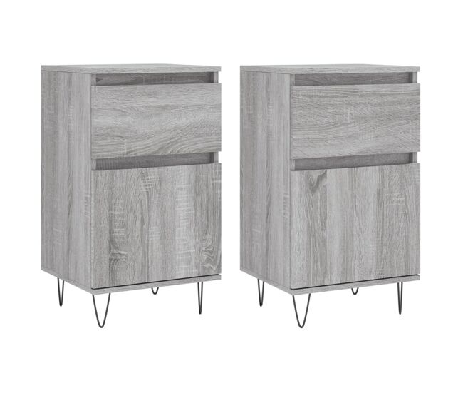 Vidaxl aparadores 2 uds madera de ingeniería gris sonoma 40x35x70 cm