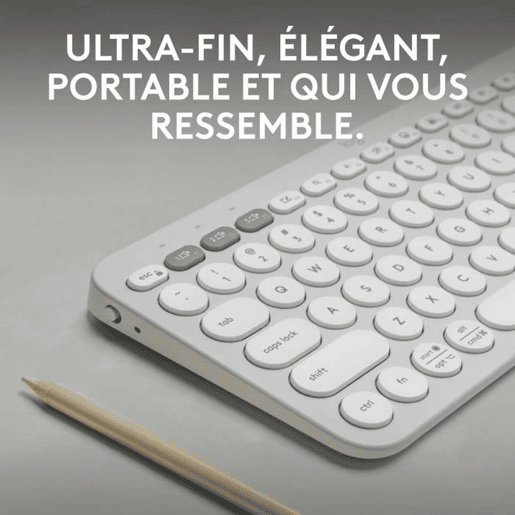 Teclado Bluetooth com Suporte para Táblete Logitech K380 Francês Branco AZERTY