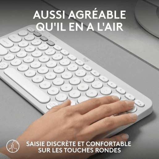 Teclado Bluetooth com Suporte para Táblete Logitech K380 Francês Branco AZERTY