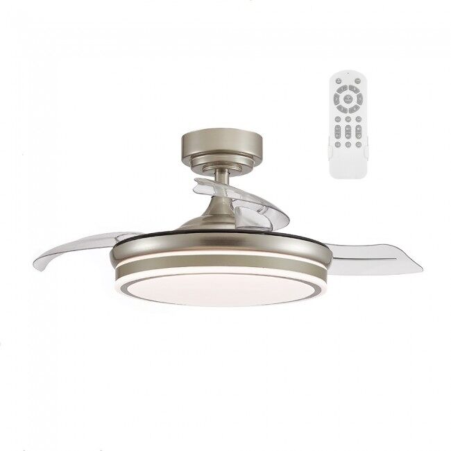 Ventilador LED con aspas retráctiles Perla Mini CCT (35W) ABS - PMMA Moderno