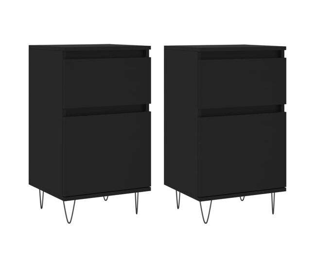 Vidaxl aparadores 2 uds madera de ingeniería negro 40x35x70 cm