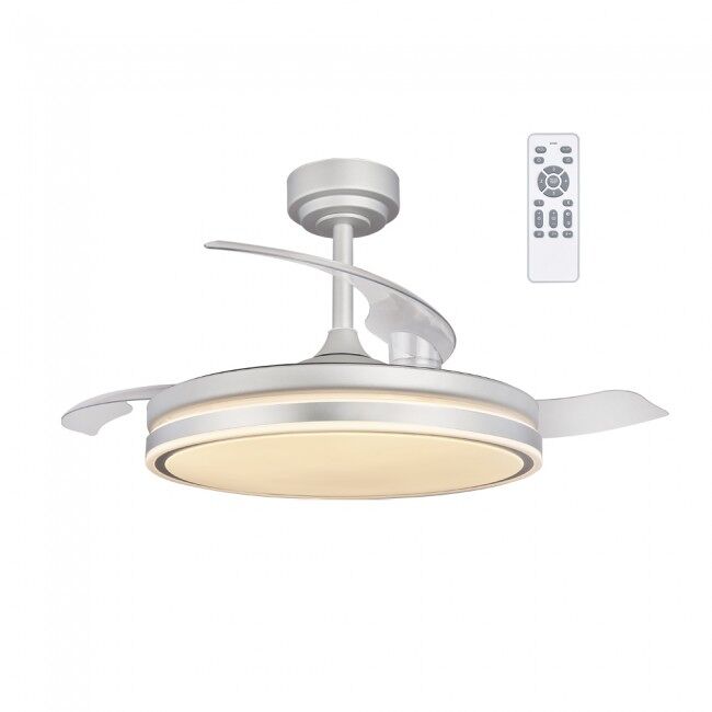 Ventilador LED aspas plegables Perla CCT Dim (72W) Acero - ABS Moderno