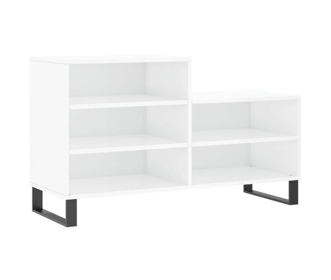 Vidaxl mueble zapatero madera contrachapada blanco brillo 102x36x60 cm