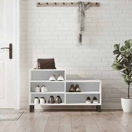 vidaXL Sapateira 102x36x60 cm derivados de madeira branco brilhante