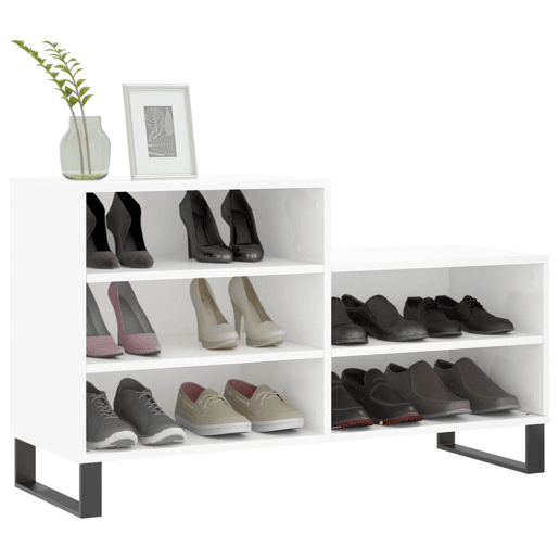 vidaXL Sapateira 102x36x60 cm derivados de madeira branco brilhante