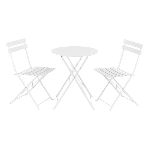 Conjunto Bistro Caprile 3 peças Dobrável 71 x 60 cm - Branco en.casa