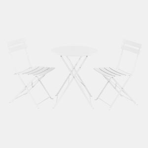 Conjunto Bistro Caprile 3 peças Dobrável 71 x 60 cm - Branco en.casa