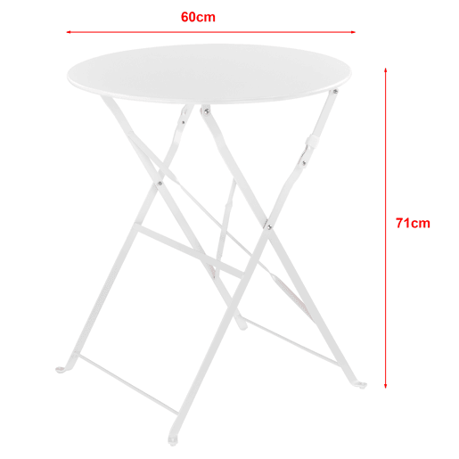 Conjunto Bistro Caprile 3 peças Dobrável 71 x 60 cm - Branco en.casa