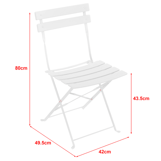 Conjunto Bistro Caprile 3 peças Dobrável 71 x 60 cm - Branco en.casa
