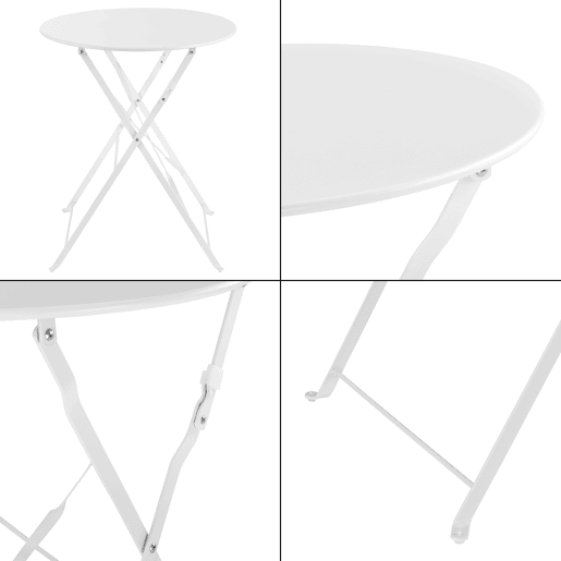 Conjunto Bistro Caprile 3 peças Dobrável 71 x 60 cm - Branco en.casa