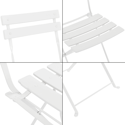Conjunto Bistro Caprile 3 peças Dobrável 71 x 60 cm - Branco en.casa