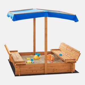 Caixa de areia para crianças Kellenhusen poliéster de abeto 120 x 120 x 120 cm azul natural en.casa