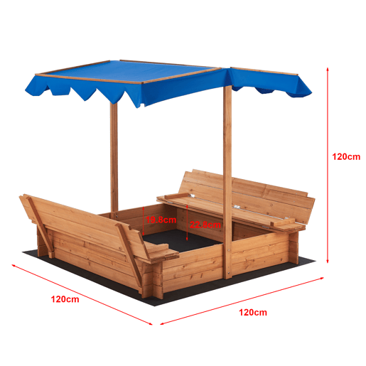 Caixa de areia para crianças Kellenhusen poliéster de abeto 120 x 120 x 120 cm azul natural en.casa Caixa de areia para crianças Kellenhusen poliéster de abeto 120 x 120 x 120 cm azul natural en.casa